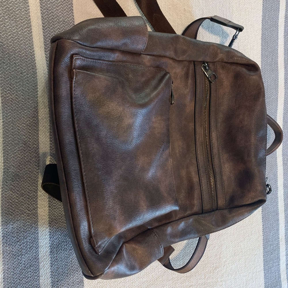 Brown Leather Backpack. Multi Strap, Removable Cr… - image 1